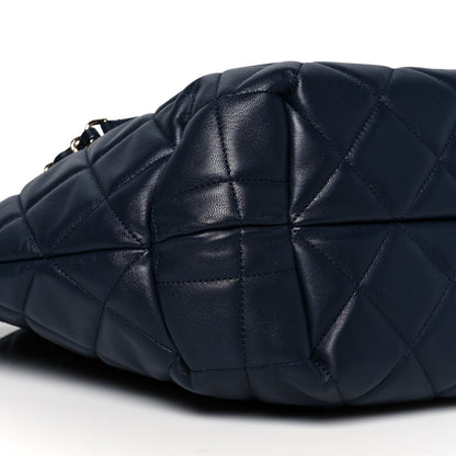 Chanel Lambskin Quilted CC Dweller Drawstring Tote Dark Blue 9 of 10