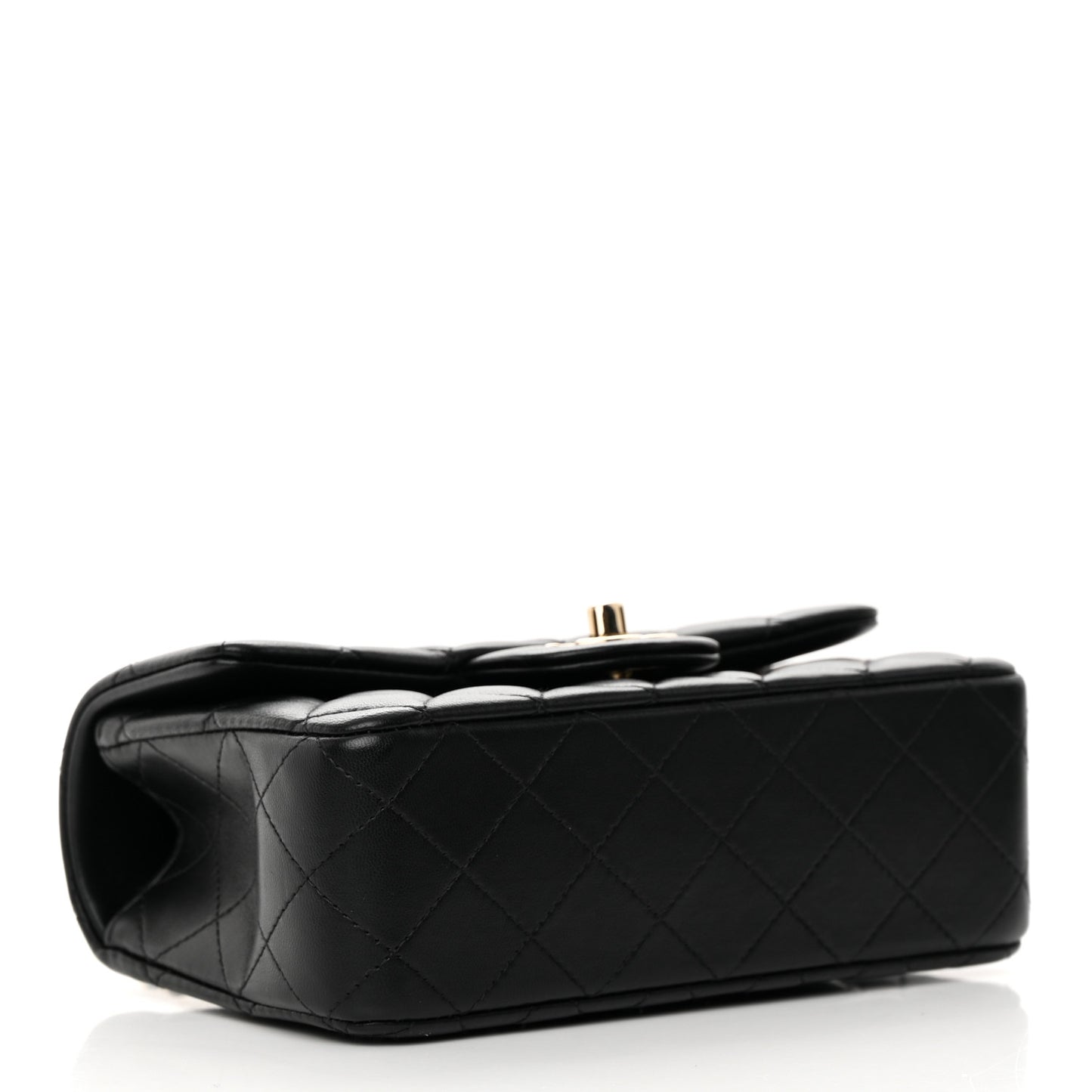 Lambskin Quilted Mini Top Handle Rectangular Flap Black