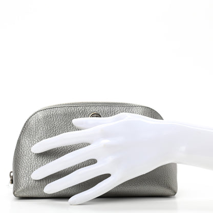 Chanel Metallic Goatskin Cosmetic Case Silver 2 of 8
