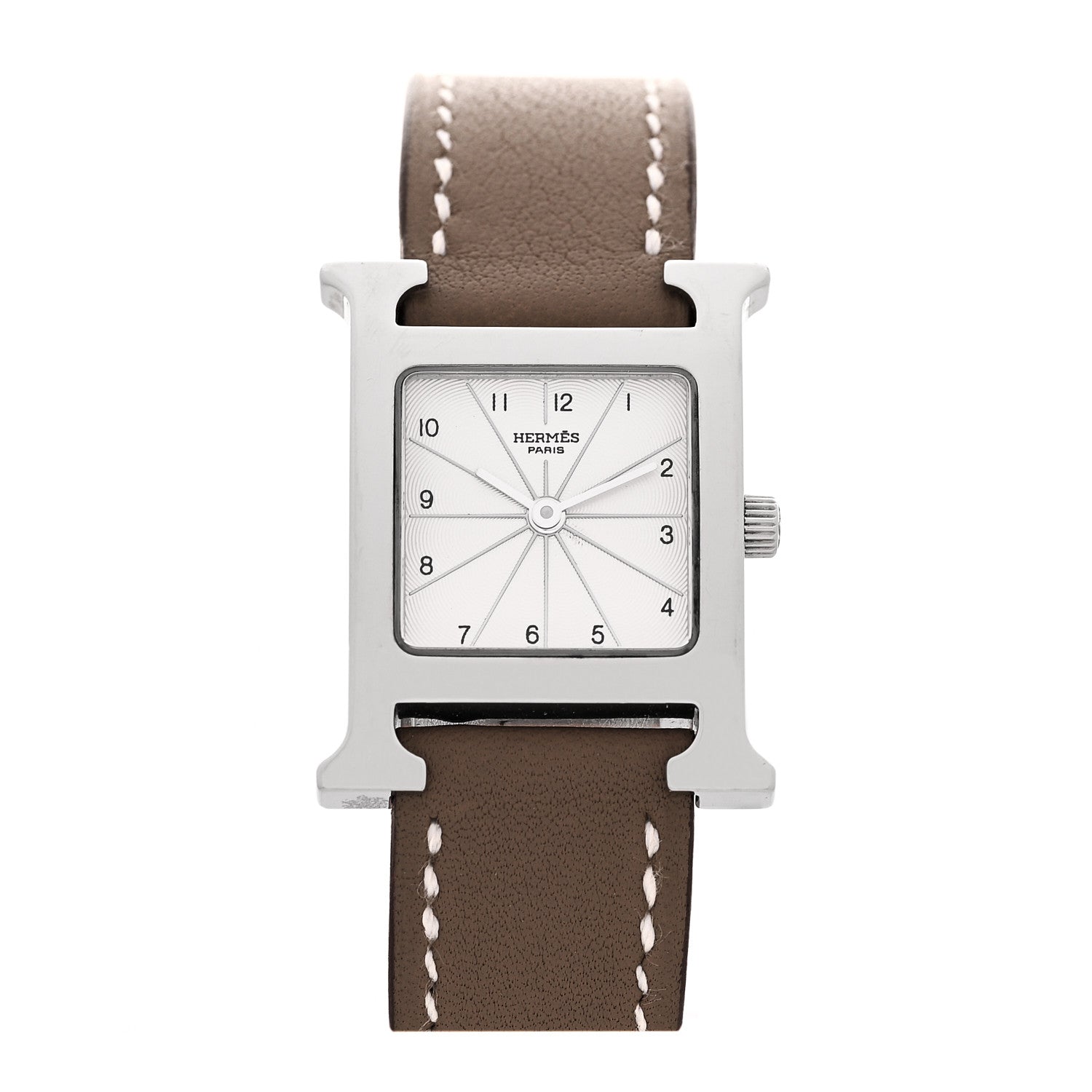 Hermes Stainless Steel Epsom 21mm Heure H Hour Quartz Watch Noir 1 of 4