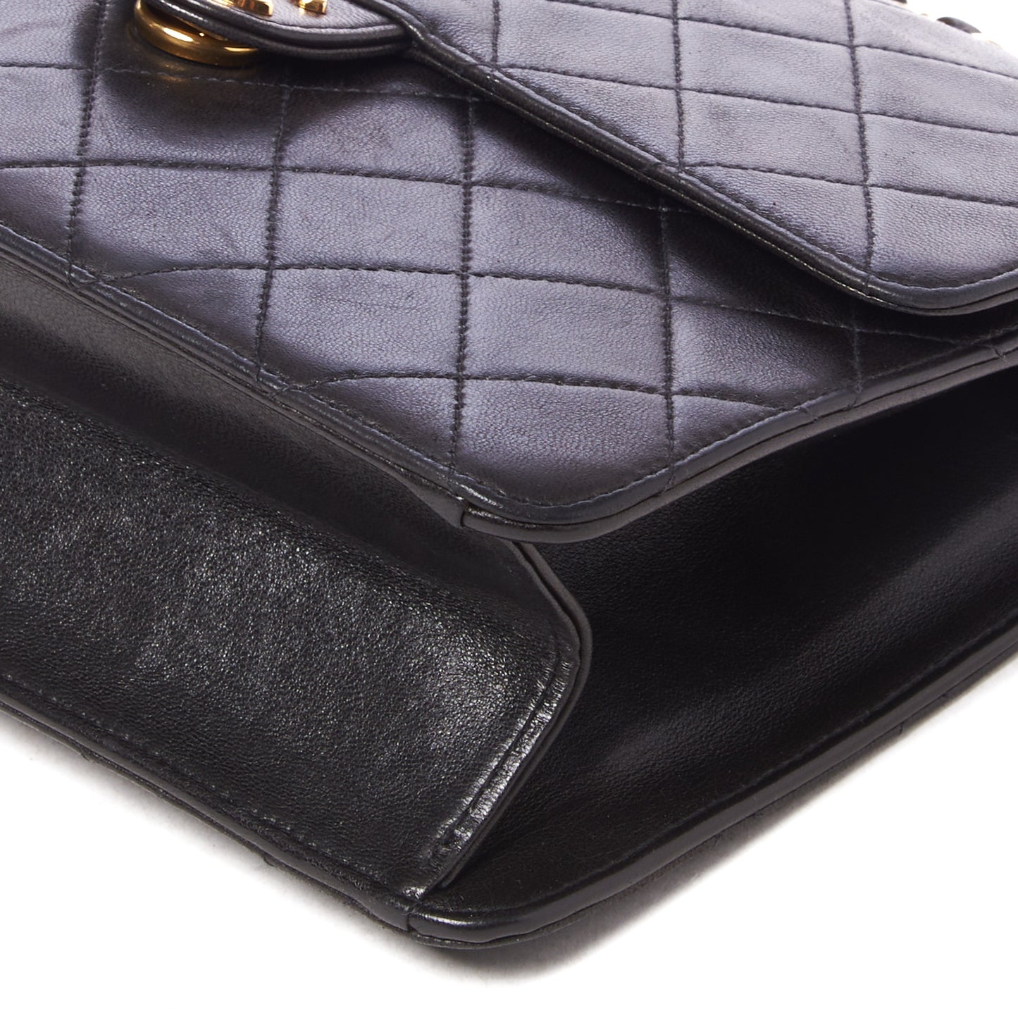Lambskin Quilted Small Single Flap Black