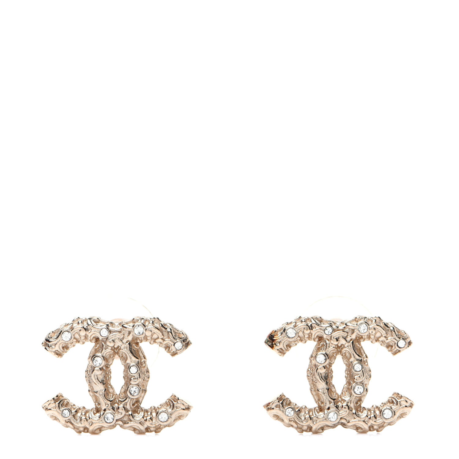Chanel Crystal CC Earrings Light Gold 1 of 8