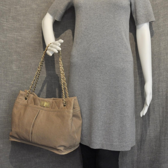 Leather Natural Beauty Tote Dark Beige