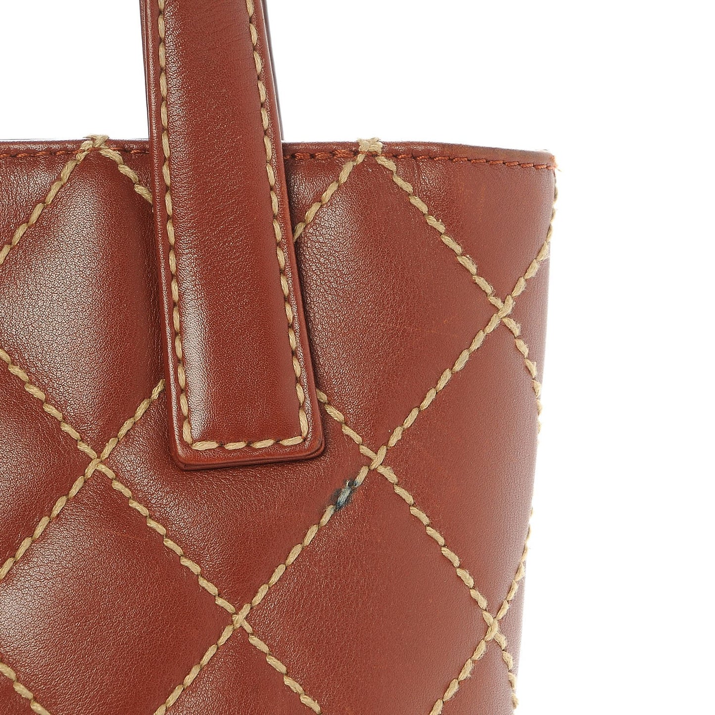 Calfskin Stitch Small Surpique Tote Brown