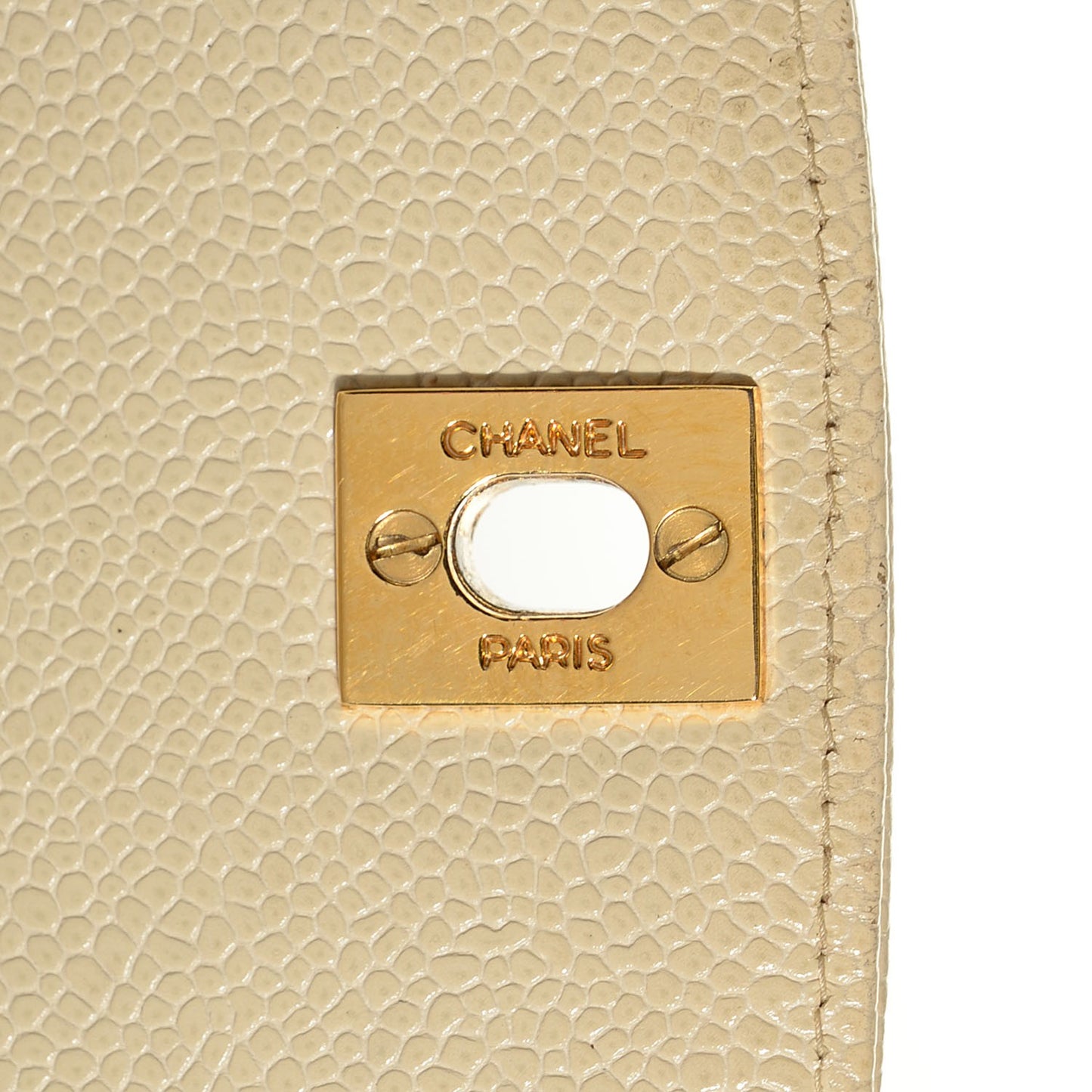Caviar Quilted Medium Single Flap Beige Clair