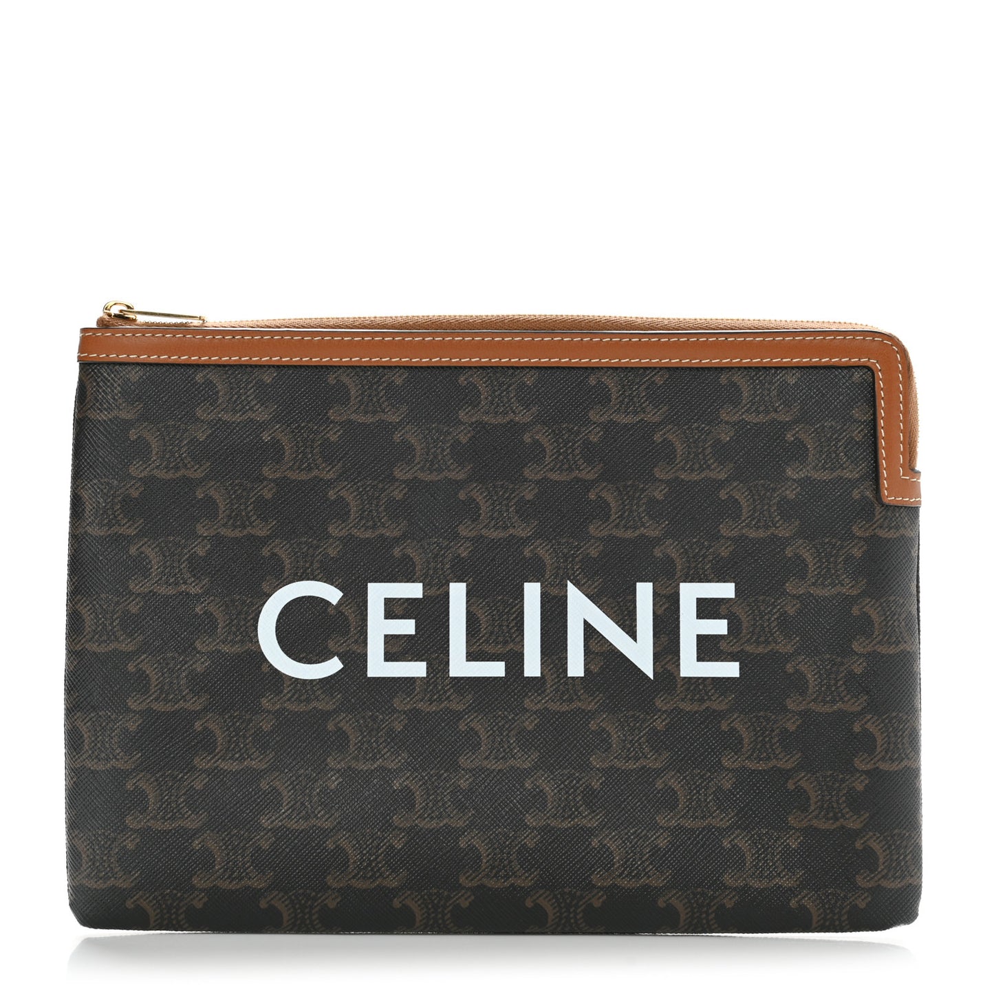 Triomphe Canvas Lambskin Small Pouch Tan
