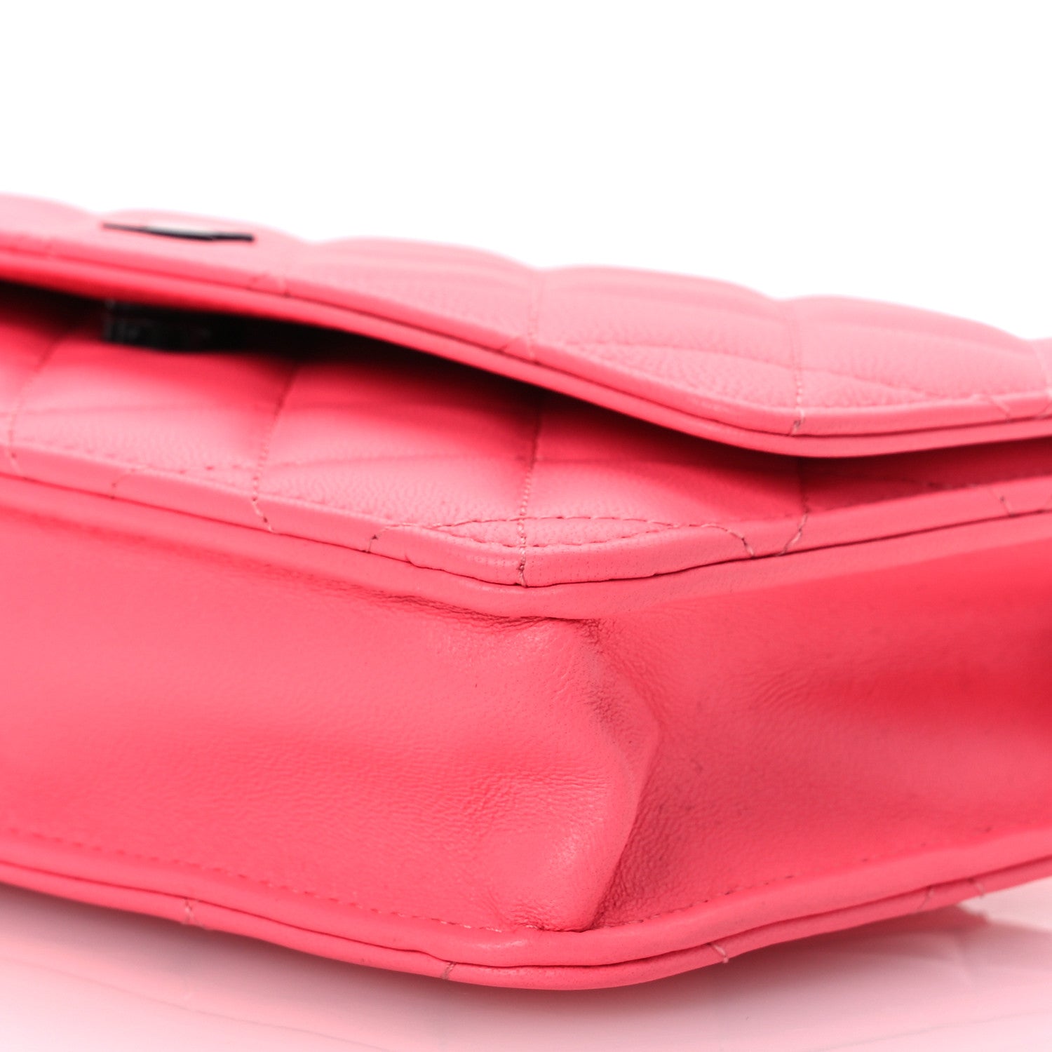 Chanel Lambskin Quilted Wallet On Chain WOC Coral Pink 14 of 19