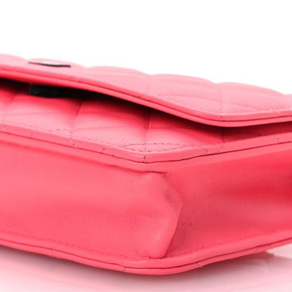 Chanel Lambskin Quilted Wallet On Chain WOC Coral Pink 14 of 19