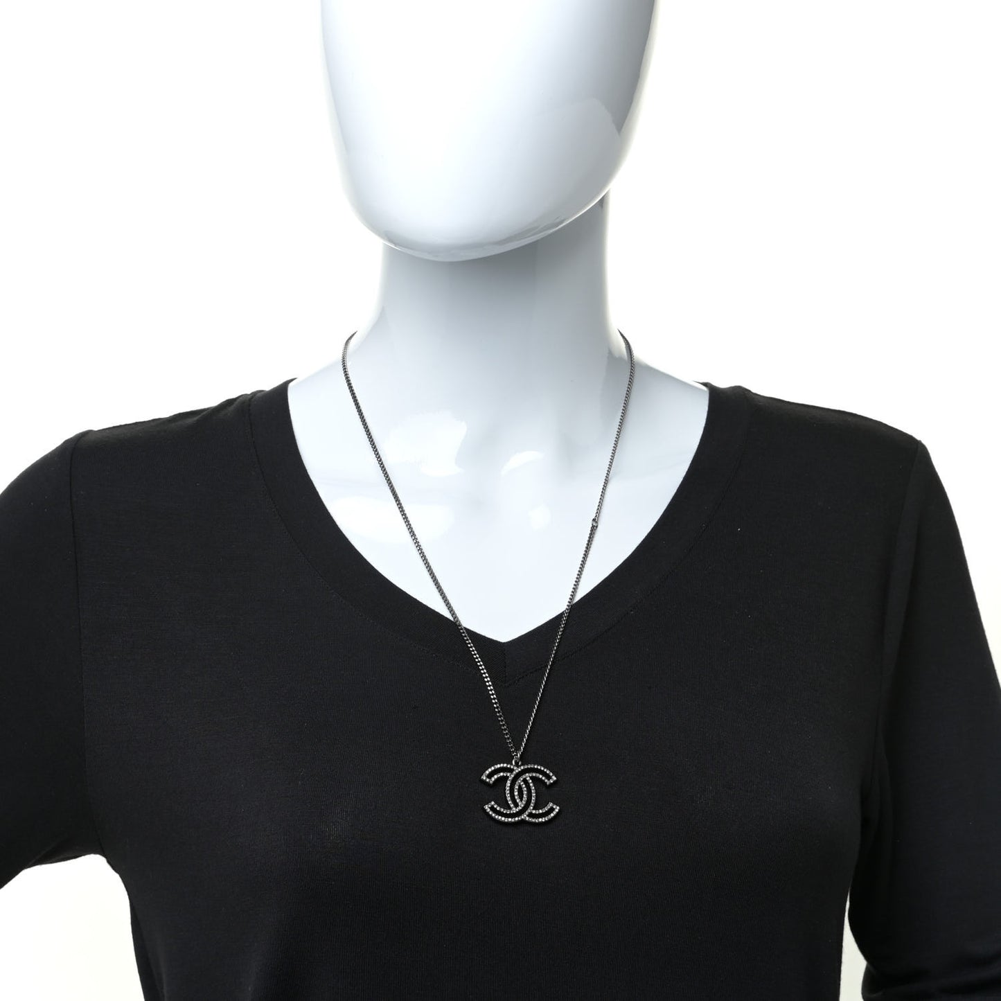 Crystal CC Necklace Ruthenium