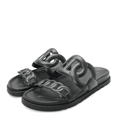 Hermes Nappa Extra Sandals 38 Black 4 of 10