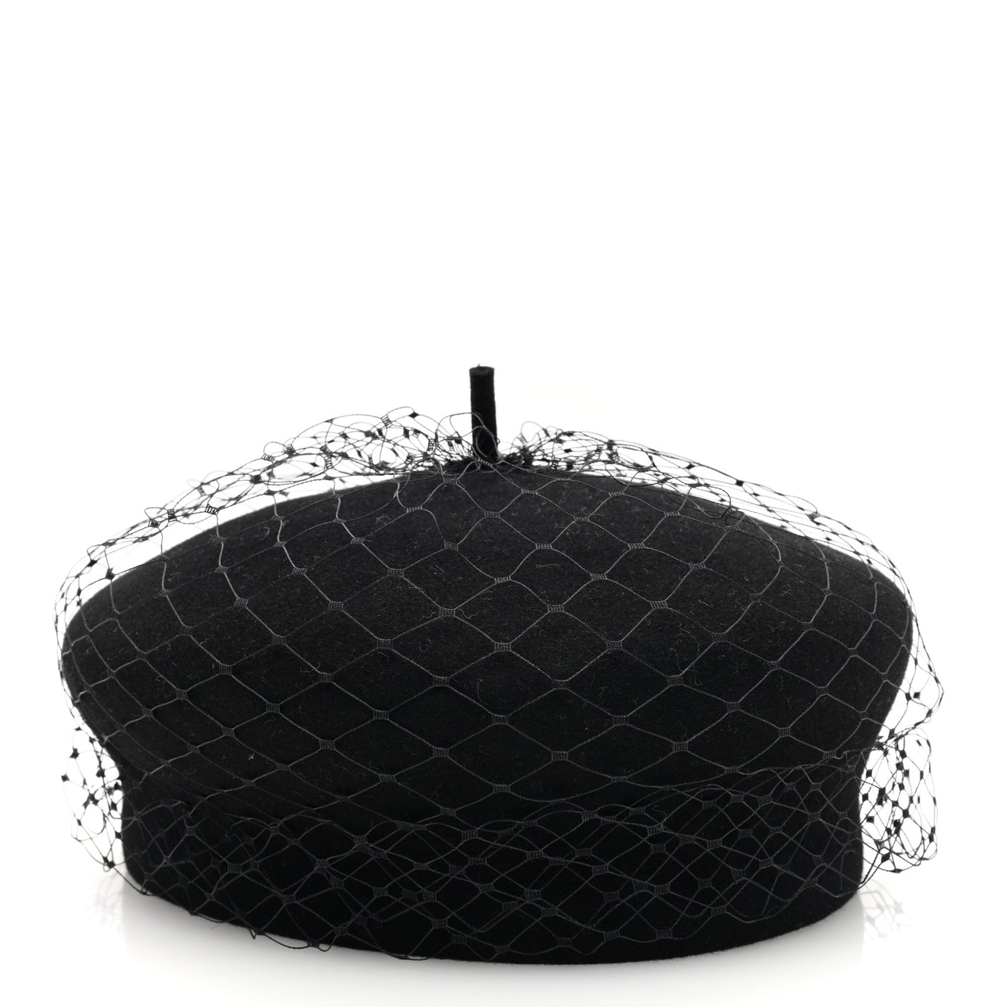 Cotton Canvas Arty Beret with Veil 57 Black