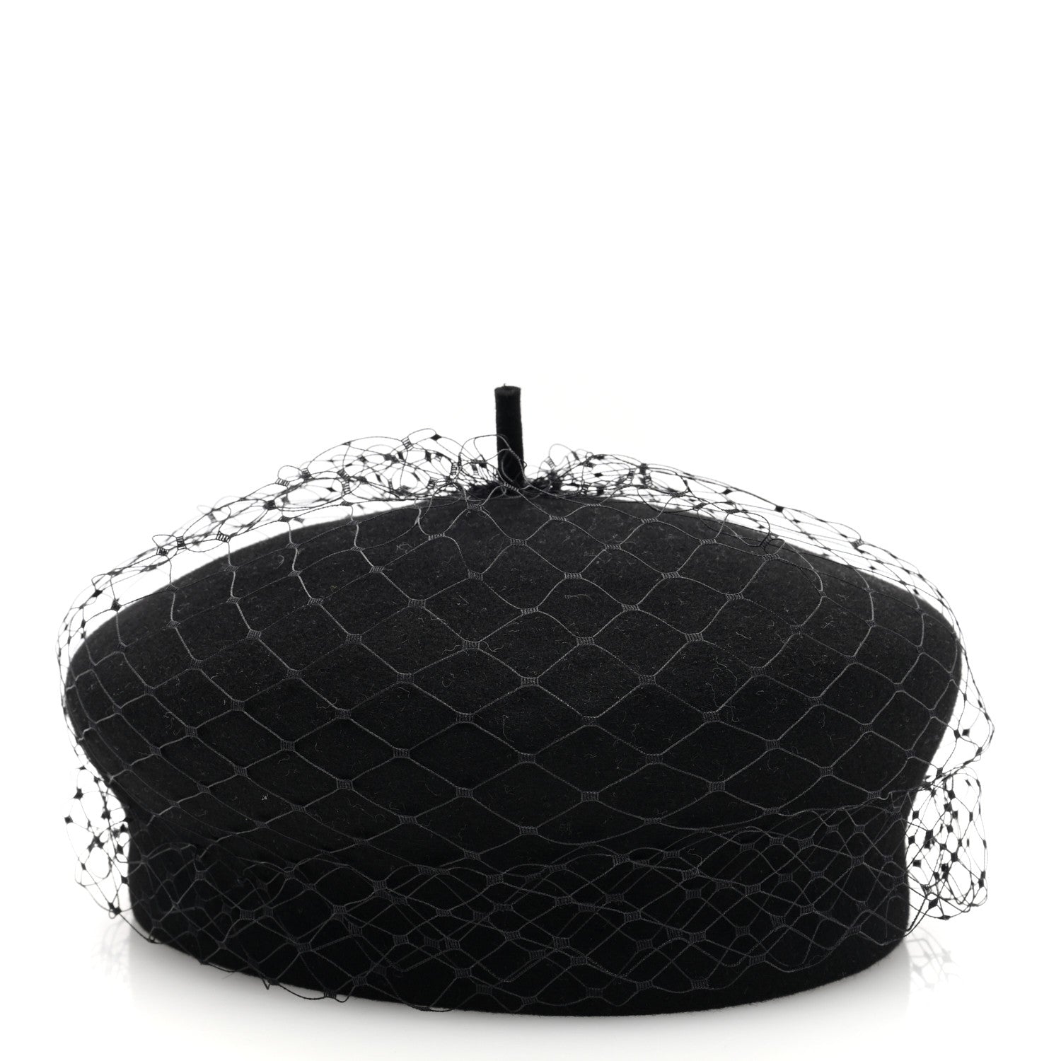 Christian Dior Cotton Canvas Arty Beret with Veil 57 Black 3 of 8