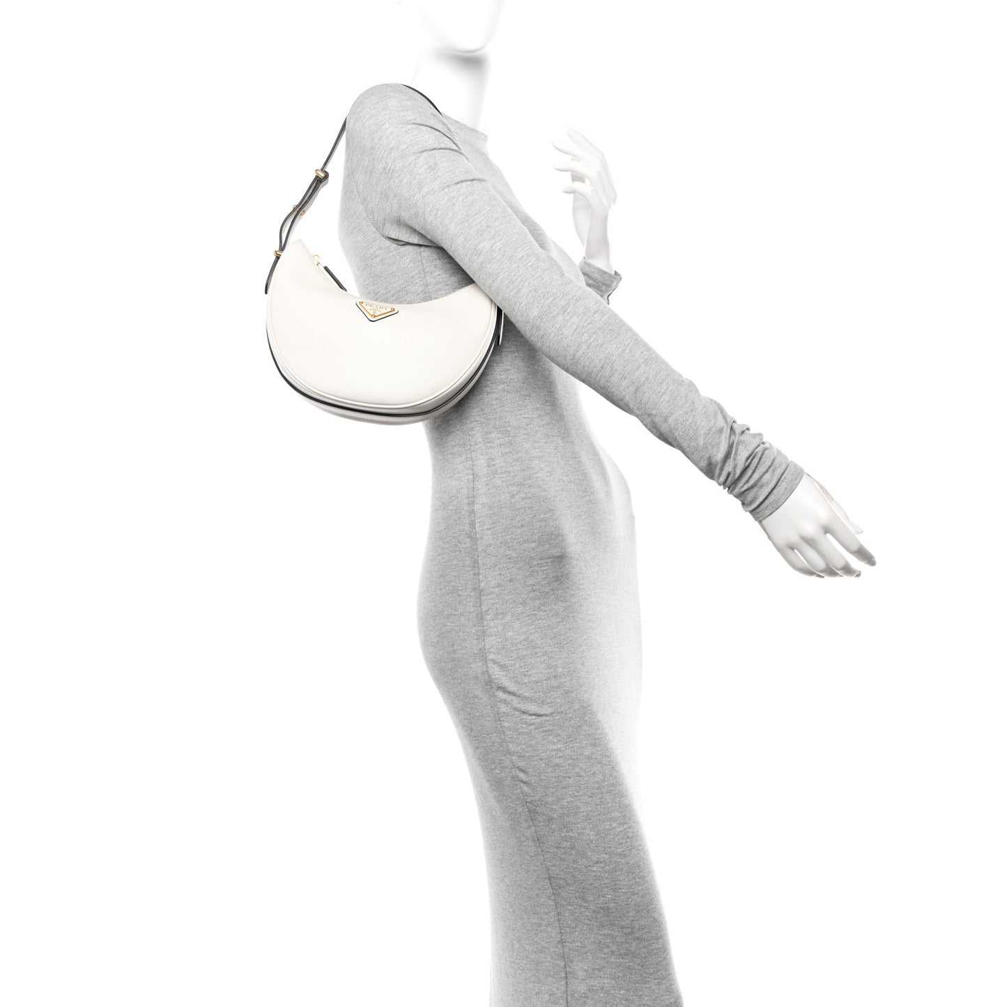 Soft Calfskin Arque Shoulder Bag White