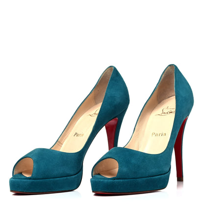 Christian Louboutin Suede Yoyo Zeppa 120 Pumps 38.5 Peacock 3 of 7