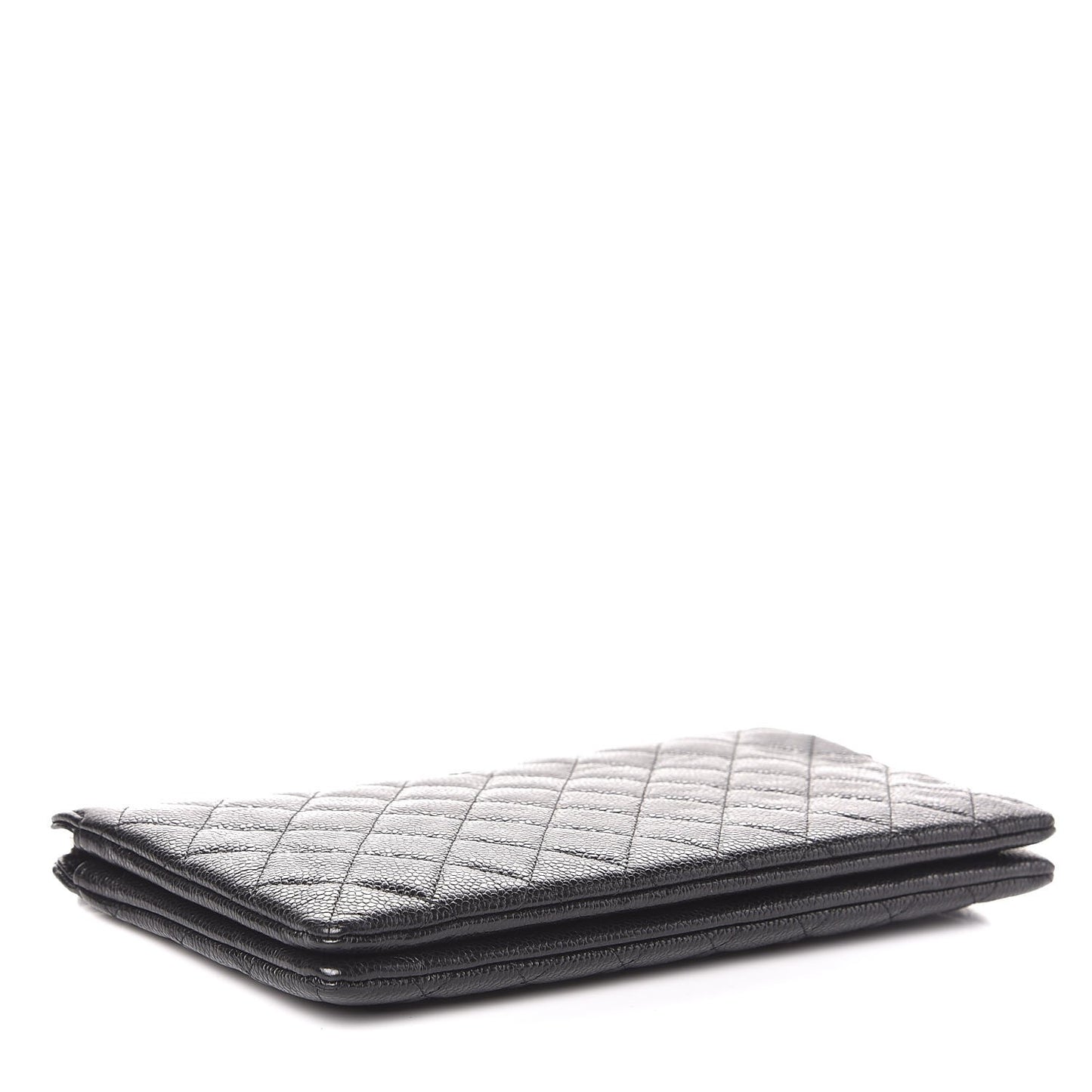 Caviar Quilted Large Zipped Clutch Black