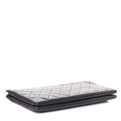 Chanel Caviar Quilted Large Zipped Clutch Black 4 of 9