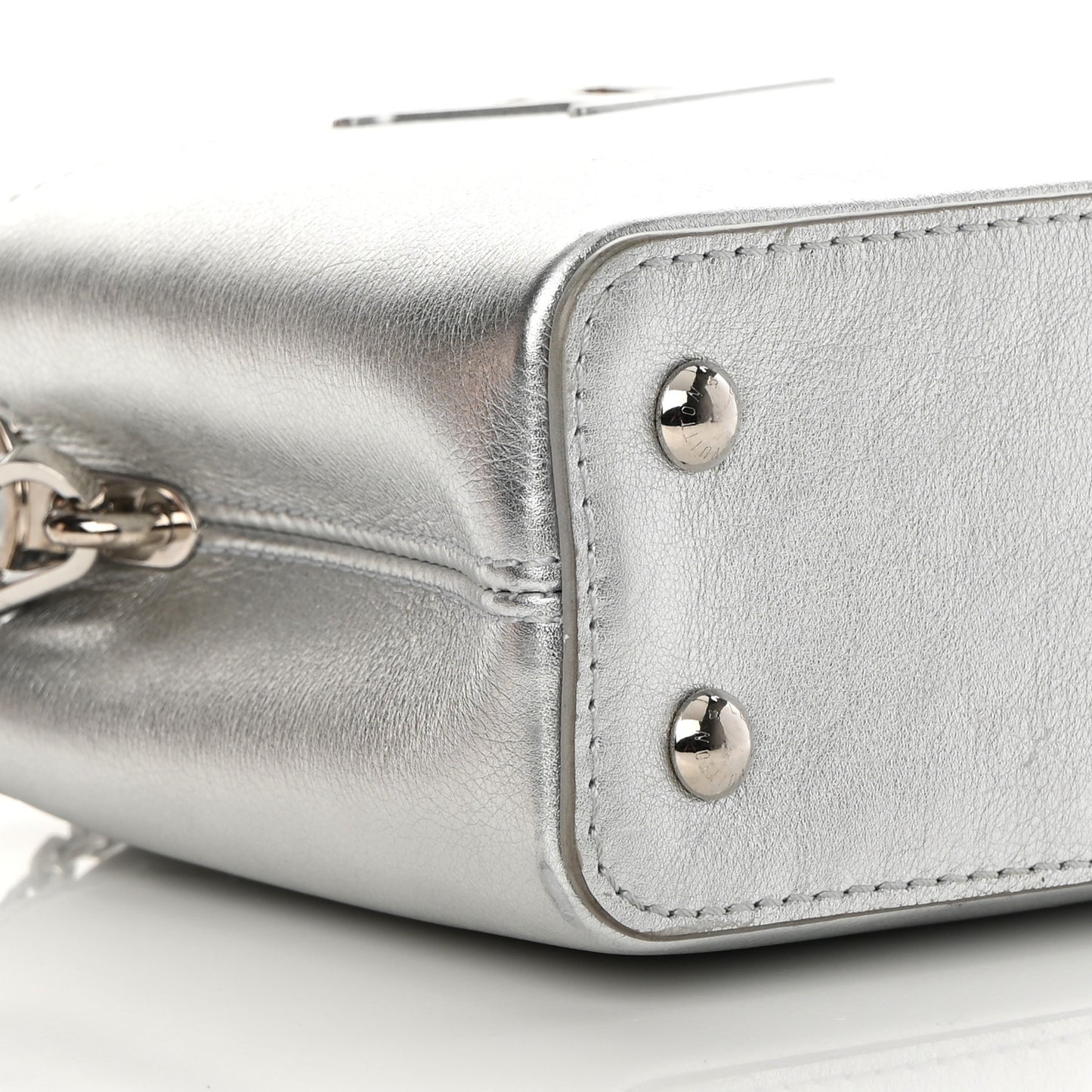 Metallic Calfskin Mini Capucines Silver