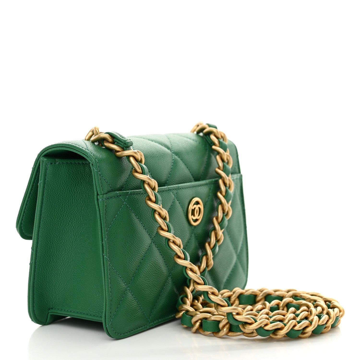 Chanel Caviar Quilted Mini CC Flap Green 3 of 10