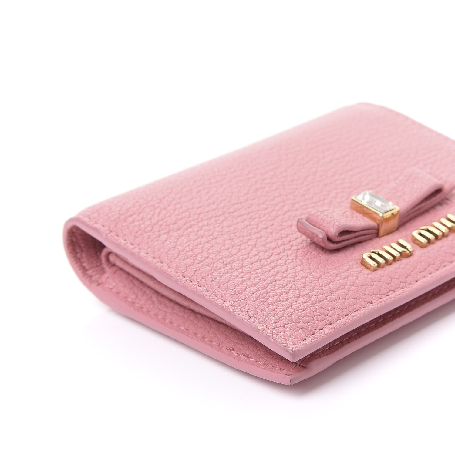 Miu Miu Goatskin Madras Flap Wallet Rosa 7 of 8