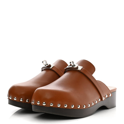 Hermes Heritage Calfskin Carlotta Mules 37 Naturel 3 of 9