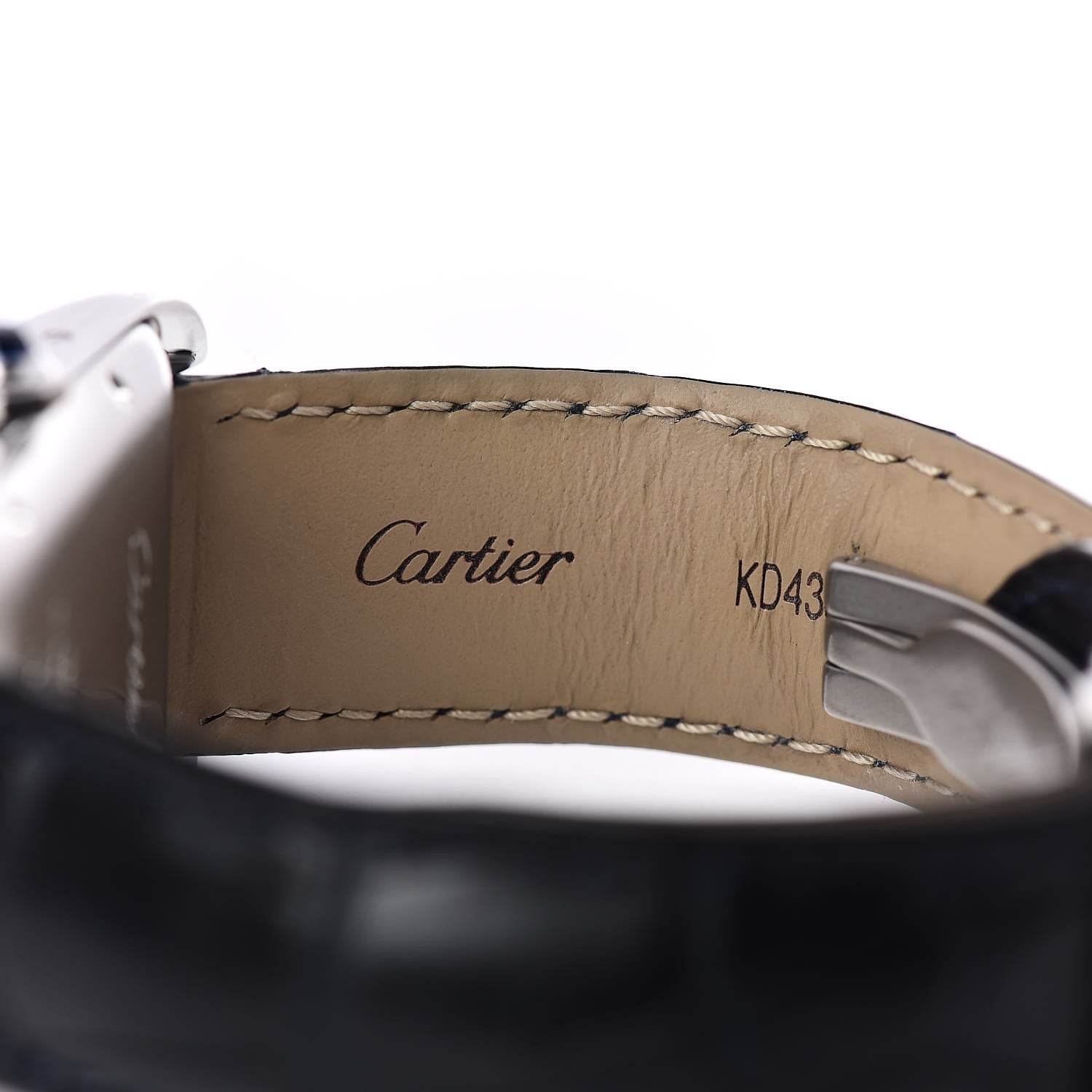 Cartier Stainless Steel Alligator 26mm Tank Americaine Automatic Watch Blue 6 of 8