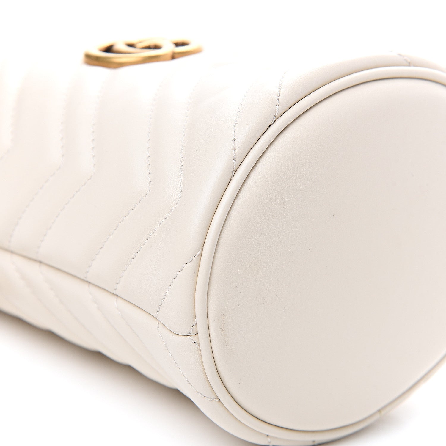 Gucci Calfskin Matelasse Mini GG Marmont 2.0 Bucket Bag White 7 of 11