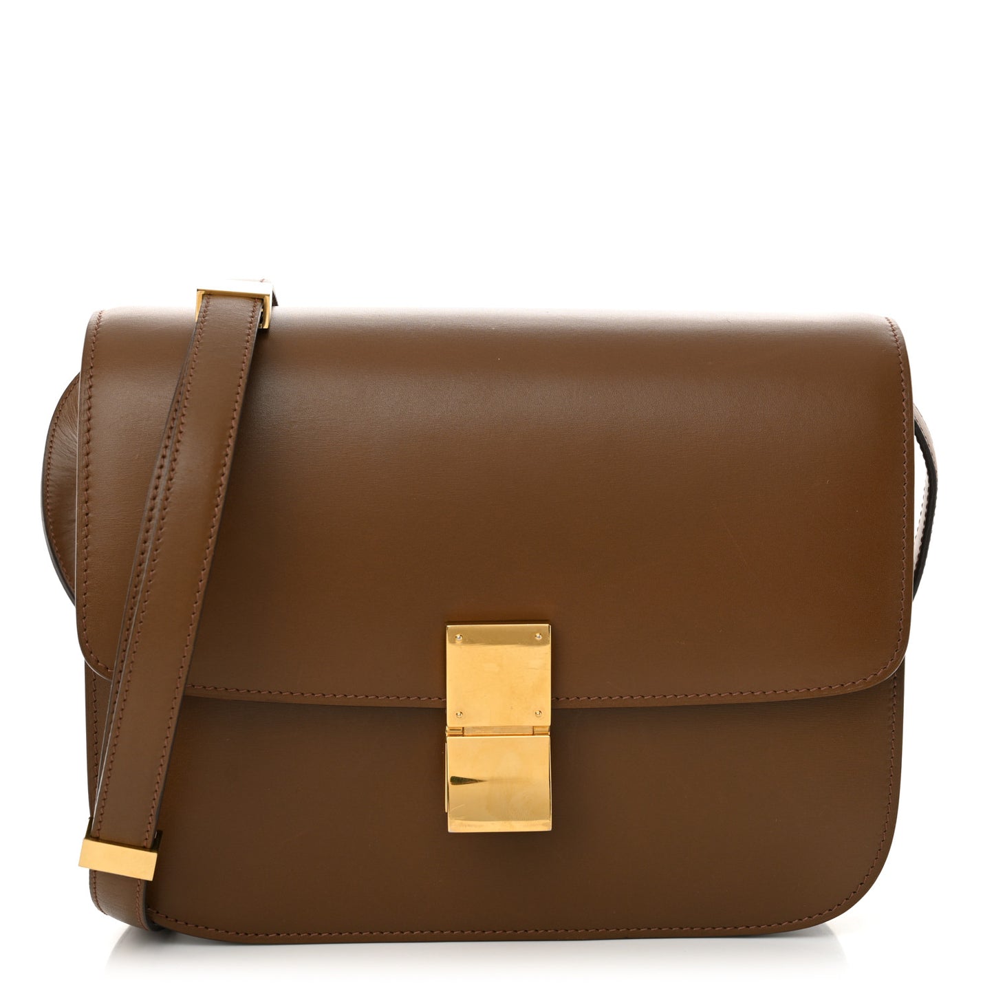 Box Calfskin Medium Classic Box Flap Bag Camel