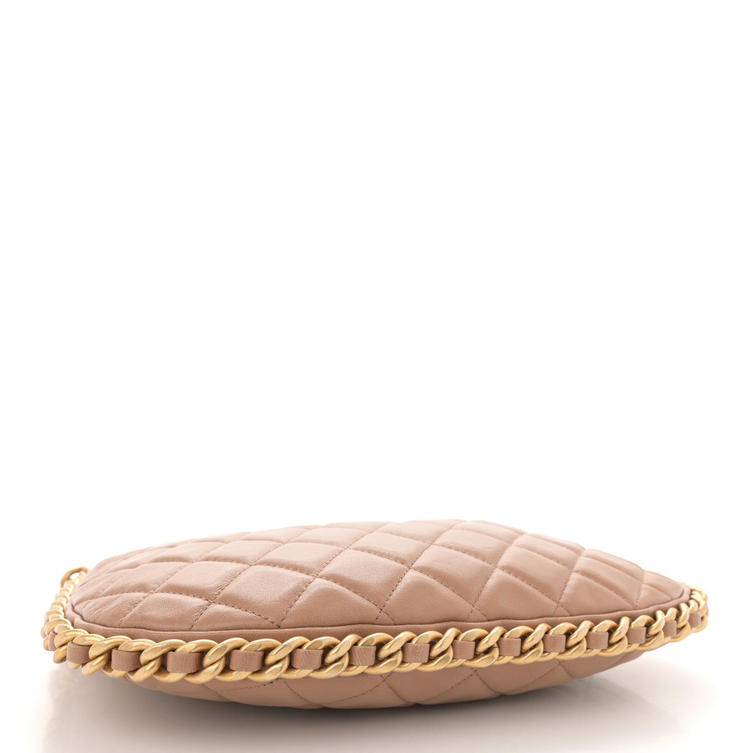 Chanel Shiny Crumpled Lambskin Quilted Large Trendy Chain Around Hobo Dark Beige 4 of 11