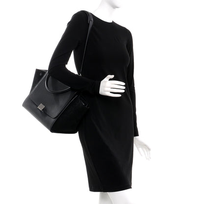 Celine Drummed Calfskin Suede Medium Trapeze Black 2 of 7