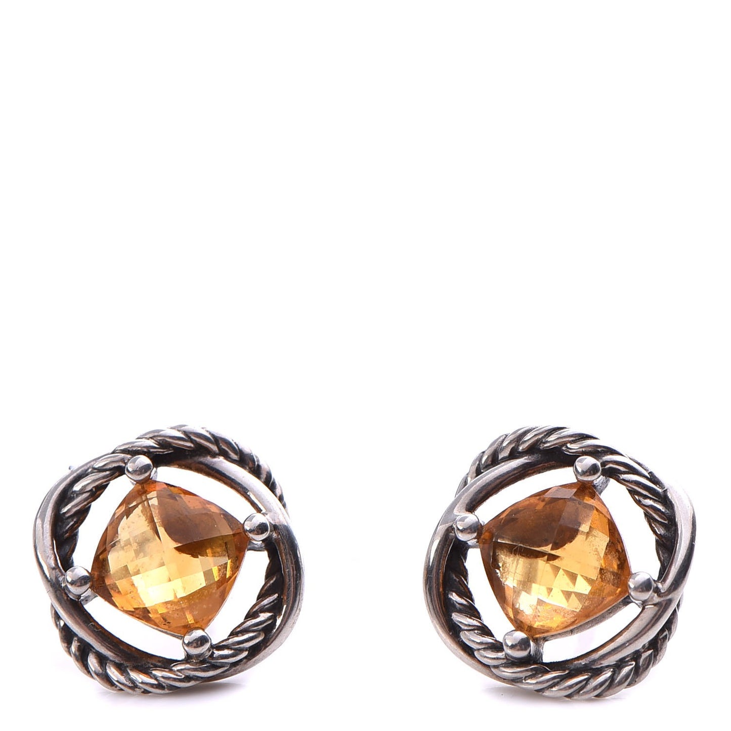 Sterling Silver Citrine 7mm Infinity Earrings