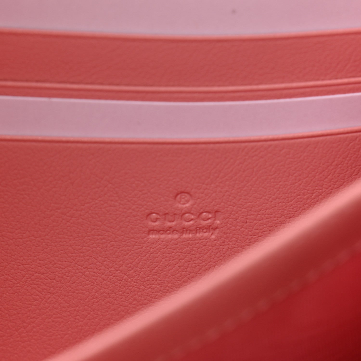 Gucci Azalea Calfskin Enamel Matelasse Diagonal Torchon GG Marmont Chain Wallet New Cherry Red Wild Rose 6 of 11