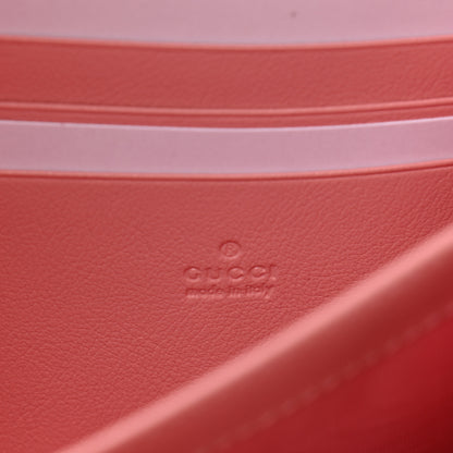 Gucci Azalea Calfskin Enamel Matelasse Diagonal Torchon GG Marmont Chain Wallet New Cherry Red Wild Rose 6 of 11