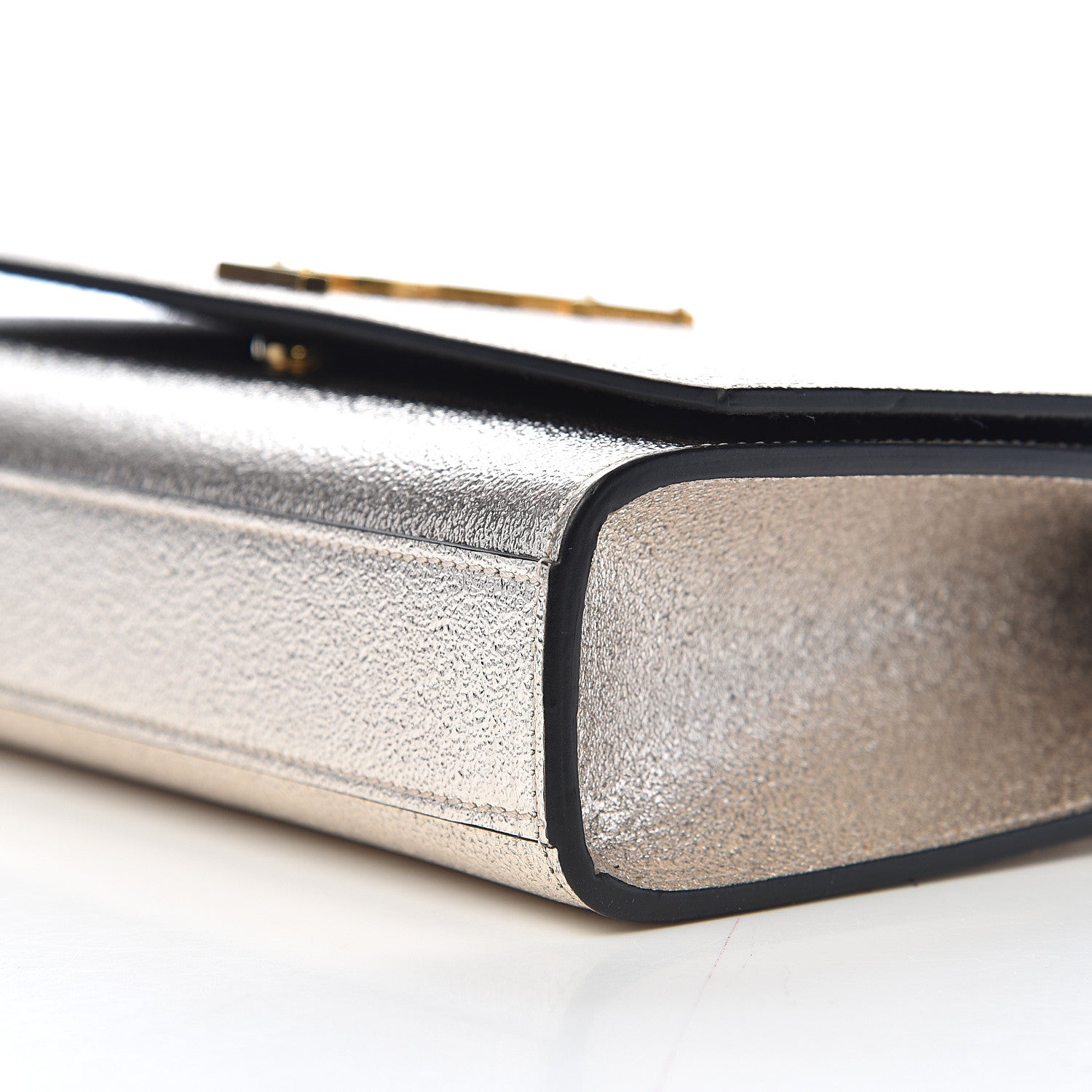 Saint Laurent Metallic Calfskin Medium Classic Monogram Kate Satchel Platine 7 of 8