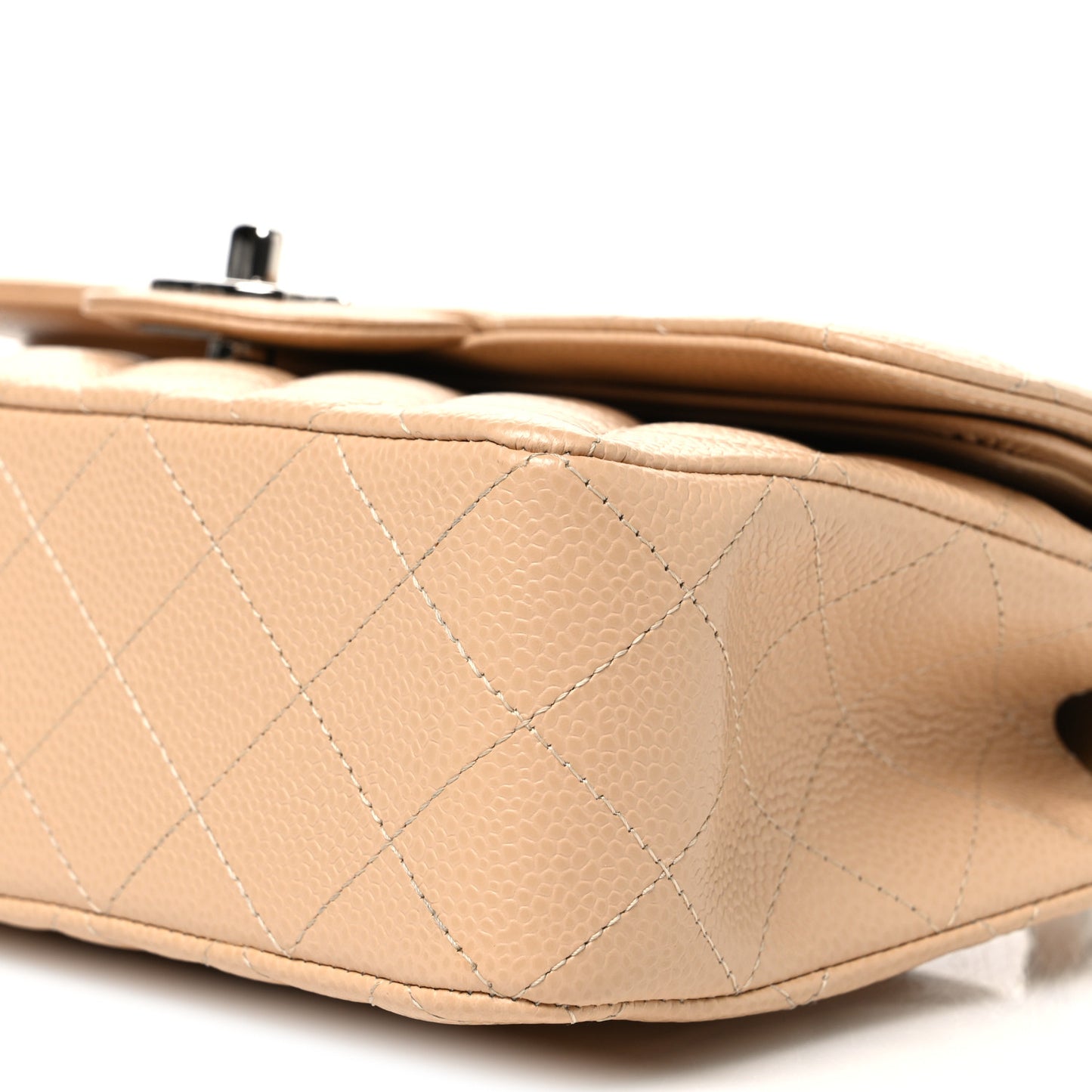 Caviar Quilted Small Double Flap Beige