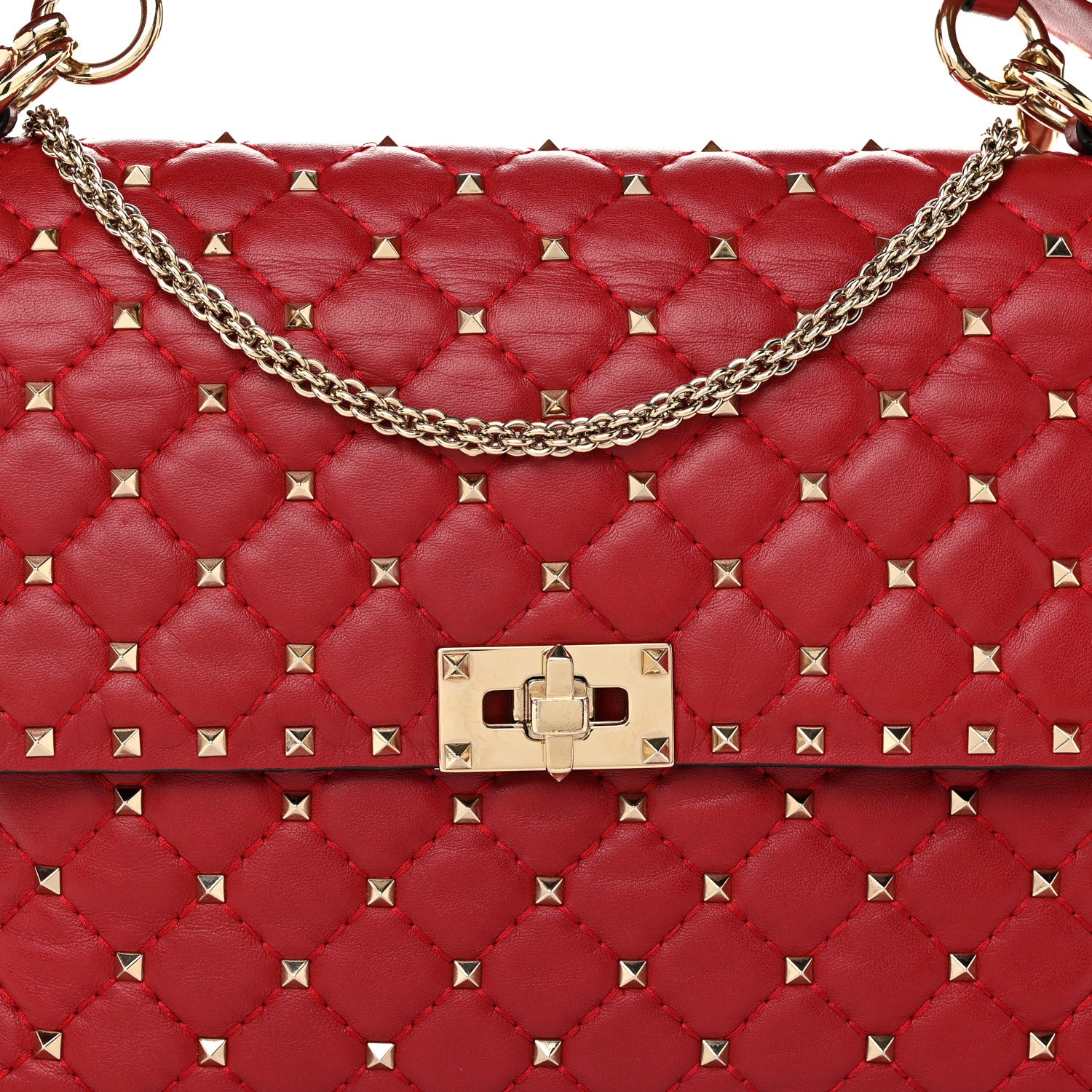 Valentino Garavani Nappa Large Rockstud Spike Shoulder Bag Rubino 7 of 12