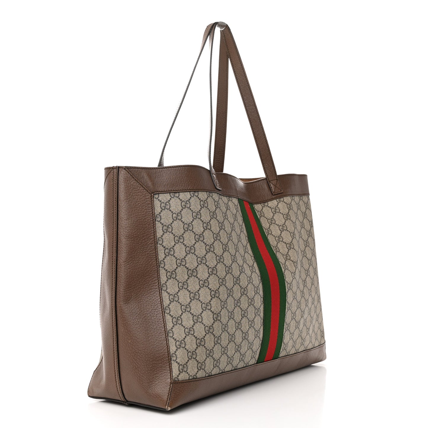 GG Supreme Monogram Web Ophidia Tote Brown