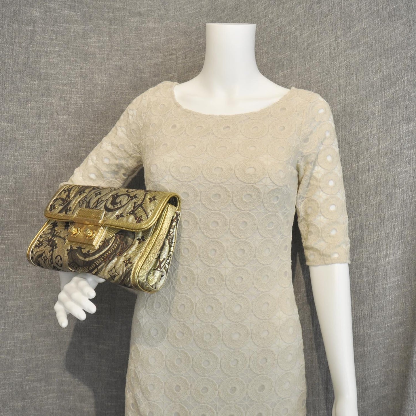 Monogram Brocade Thalie Clutch Gold