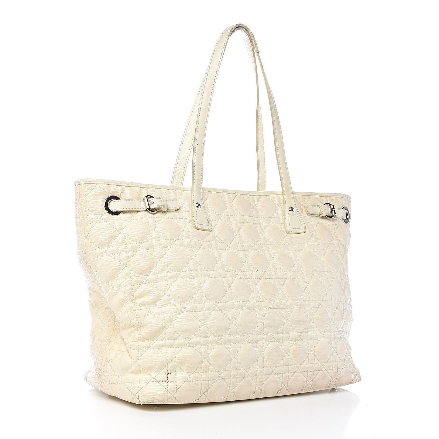 Coated Canvas Cannage Small Panarea Tote White