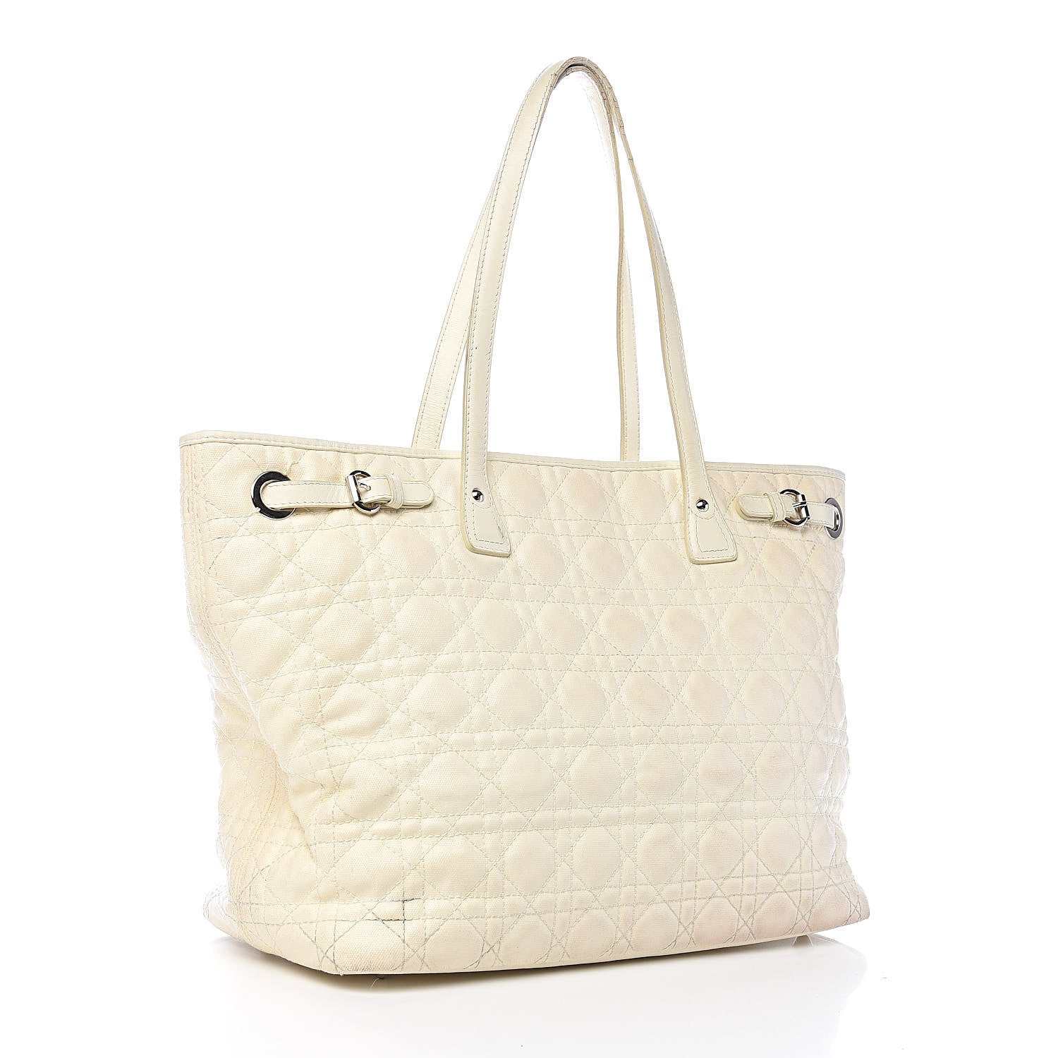 Christian Dior Coated Canvas Cannage Small Panarea Tote White 3 of 23