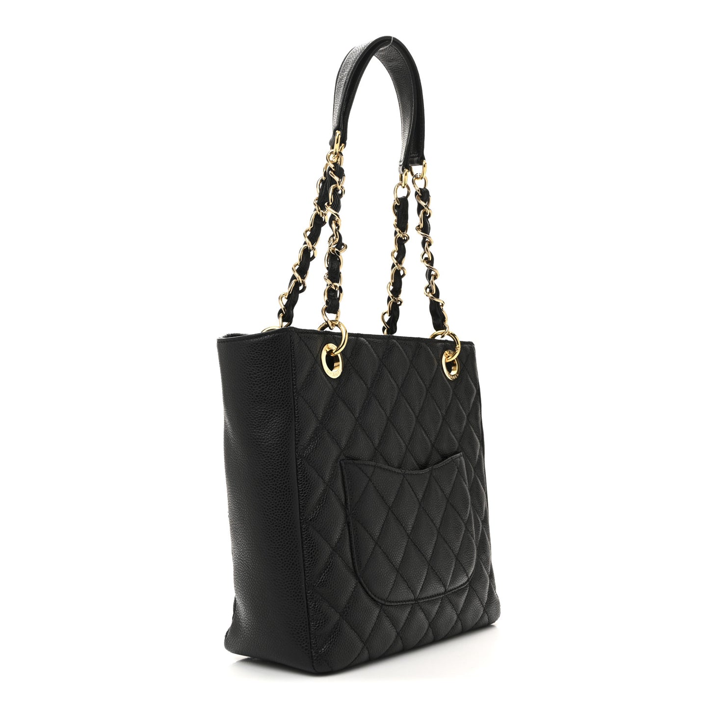 Caviar Quilted Petit Shopping Tote PST Black