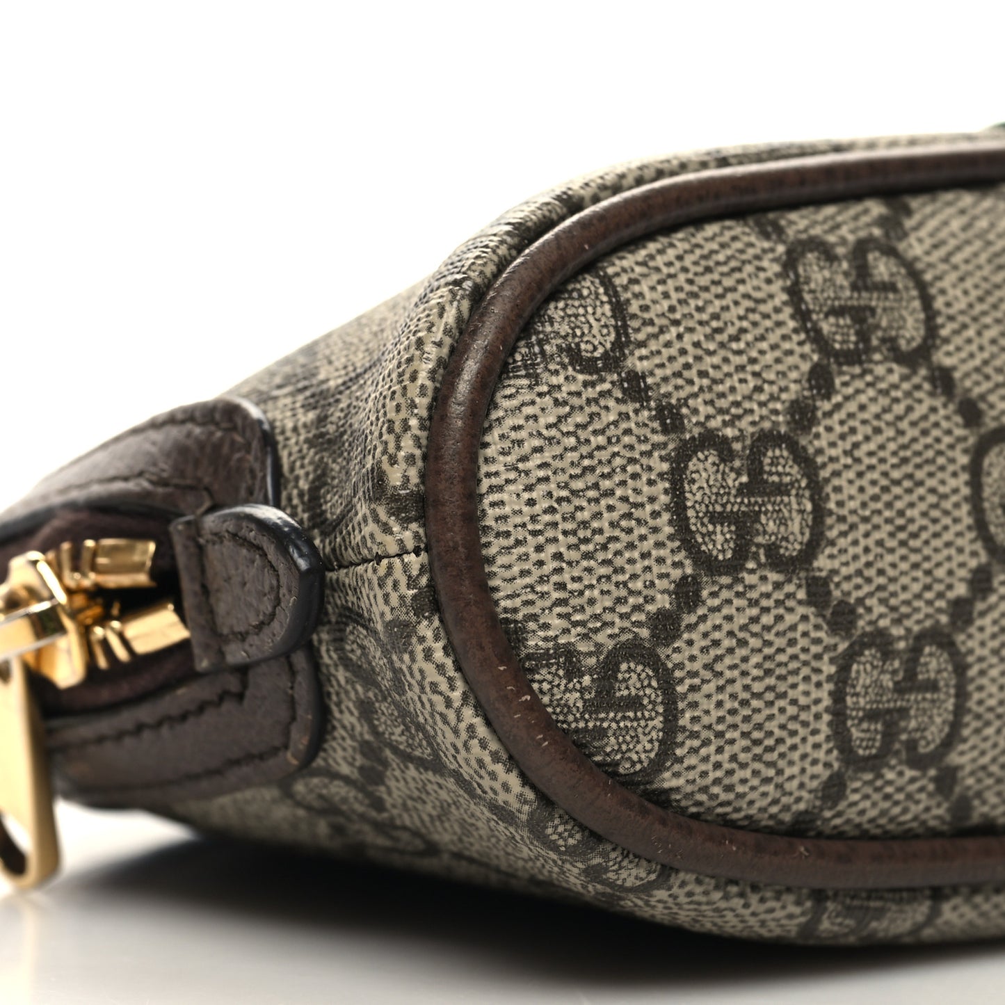 GG Supreme Monogram Textured Calfskin Web Medium Ophidia Cosmetic Case Beige Ebony New Acero