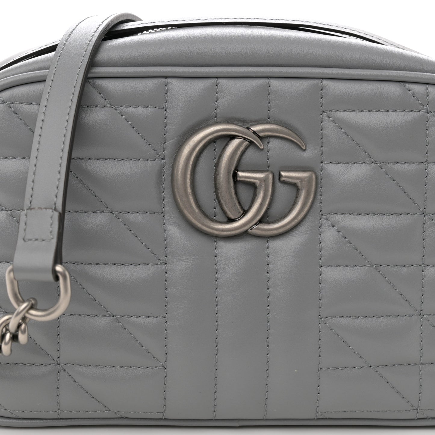 Calfskin Matelasse Aria Small GG Marmont Chain Shoulder Bag Deep Grey