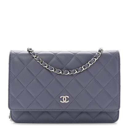 Chanel Lambskin Quilted Wallet On Chain WOC Dark Blue 1 of 12
