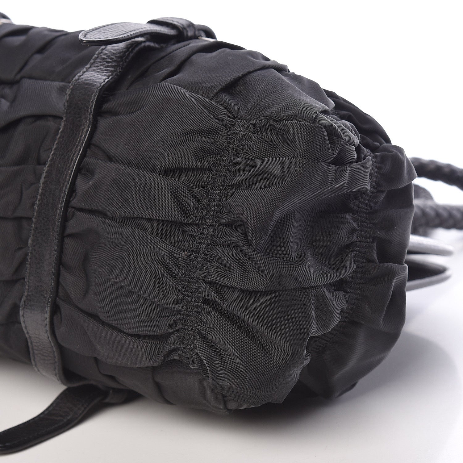 Prada Tessuto Nylon Nappa Braided Gaufre Frame Black 13 of 14