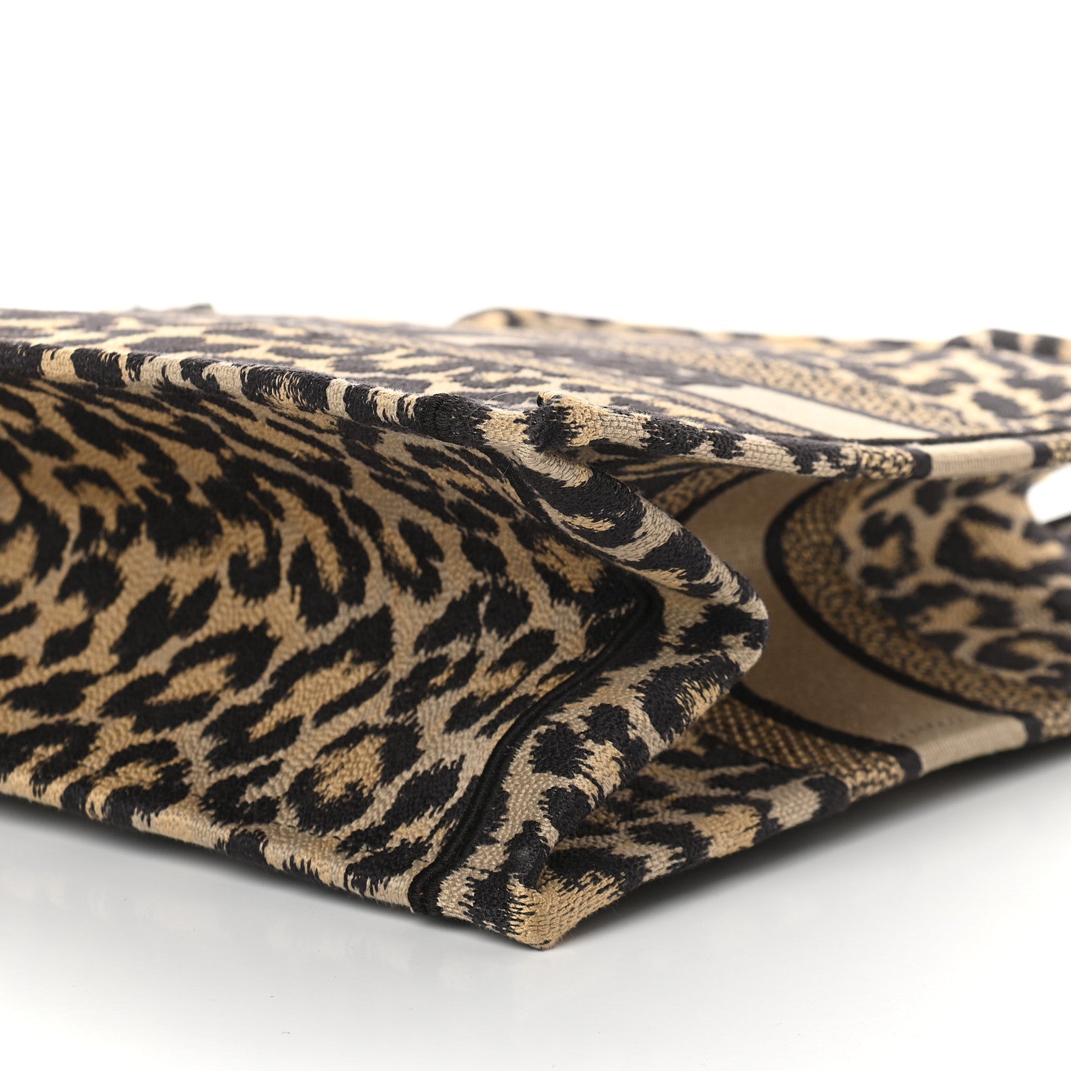 Christian Dior Canvas Mizza Embroidered Medium Leopard Book Tote Beige 6 of 9