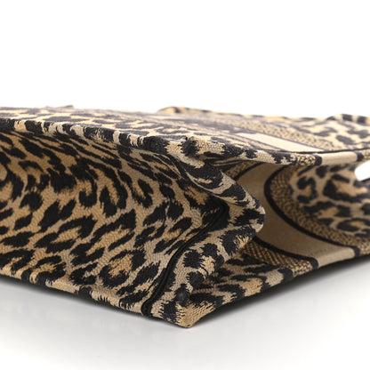 Christian Dior Canvas Mizza Embroidered Medium Leopard Book Tote Beige 6 of 9