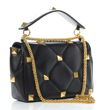 Valentino Garavani Nappa Large Roman Stud Shoulder Bag Black 3 of 10