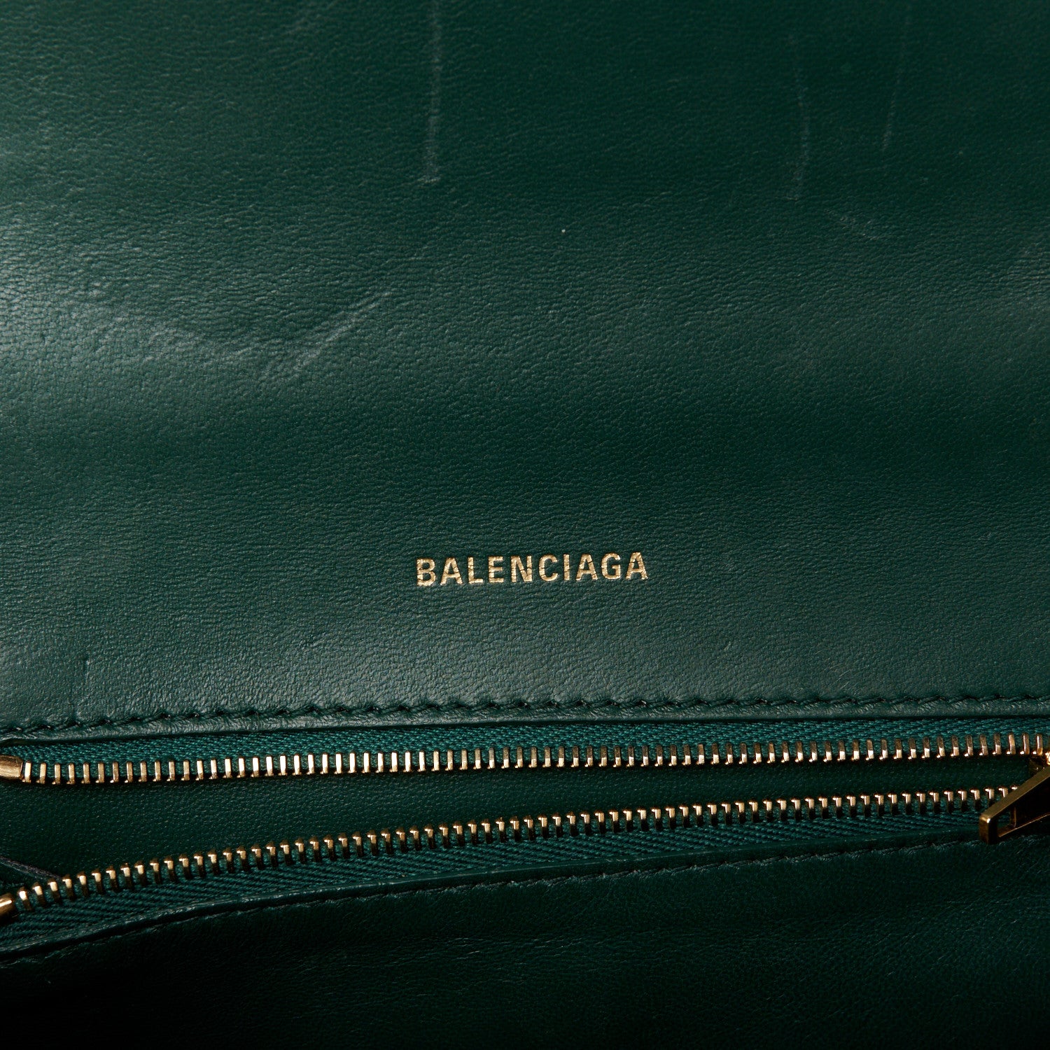Balenciaga Shiny Calfskin Crocodile Embossed Small Hourglass Top Handle Bag Forest Green 6 of 10