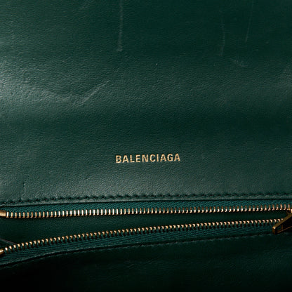 Balenciaga Shiny Calfskin Crocodile Embossed Small Hourglass Top Handle Bag Forest Green 6 of 10