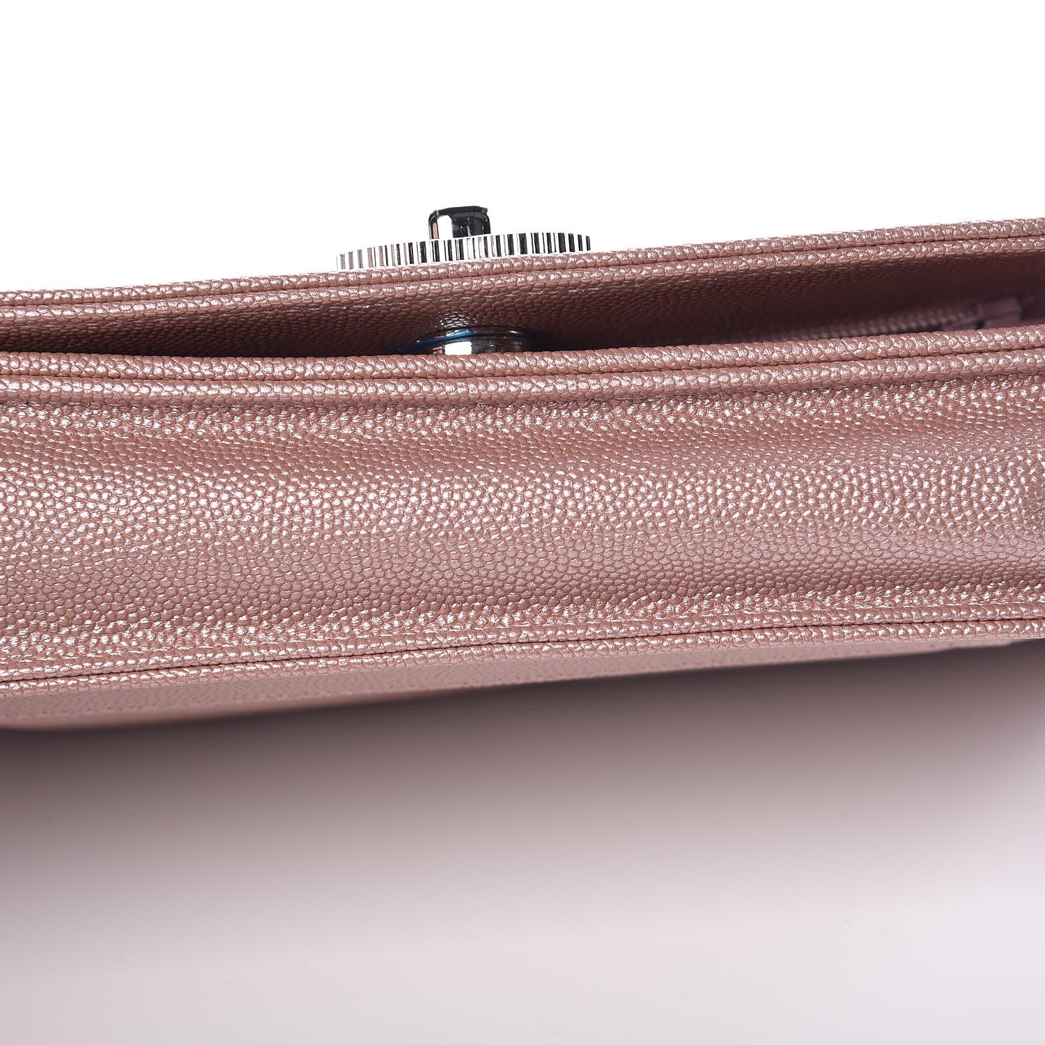 Chanel Metallic Caviar Chevron Quilted Vintage Mademoiselle Wallet On Chain WOC Pink 7 of 12